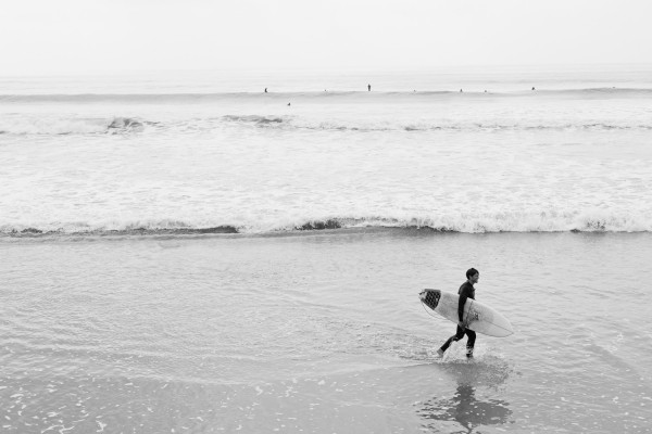 Surfer at Rincon Beach / Seacliff / Pacific Coast Highway